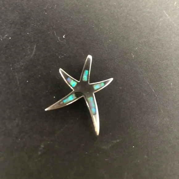 Opal inlay starfish sterling silver pendent